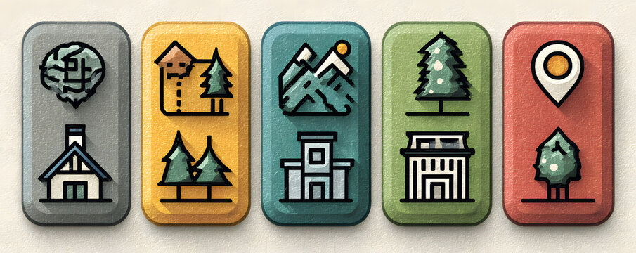 Map, route, gps distance, roadmap icon set. Vector graphic illustration. Suitable for website design, logo, app, template, and ui.