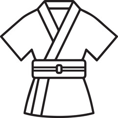 Simple line drawing of a traditional japanese kimono with obi belt