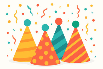 Party Hats New Year Flat Vector