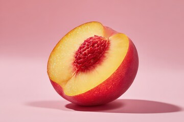 Glittering Peach Half On Pink Background
