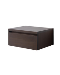 Modern wooden box with a sleek, minimalist design and a slightly open drawer on transparent background