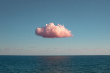 Pink Cloud Hovering Over Blue Ocean Under Clear Sky During Daytime