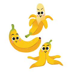 cute banana with crayon style fruit parts