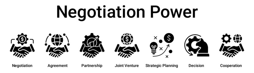 Negotiation Power banner web icon vector illustration concept for business with icon of Negotiation, Agreement, Partnership, Joint Venture, Strategic Planning, Decision.