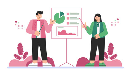 Business People Aligning Team Goals Flat Vector Illustration