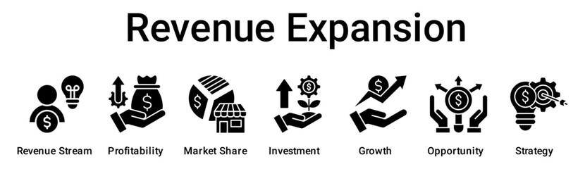 Revenue Expansion banner web icon vector illustration concept for business with icon of Revenue Stream, Profitability, Market Share, Investment, Growth, Opportunity.