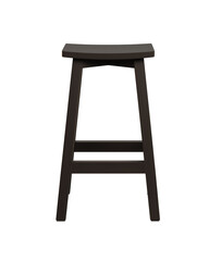 Fototapeta premium Sleek black wooden stool with rectangular seat and four legs on transparent background