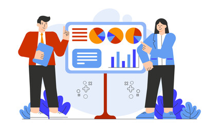 Business People Aligning Team Goals Flat Vector Illustration