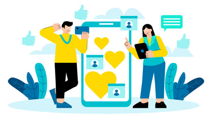 Flat Design Influencer Collaboration with Brands Flat Vector Illustration