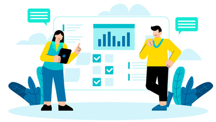 Business People Aligning Team Goals Flat Vector Illustration