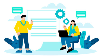 Business People Preparing Documents for Customs Flat Vector Illustration