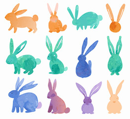 Watercolor Easter Bunny Collection: Minimalist Hand-Painted Illustration Set