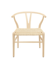 Fototapeta premium Light-toned wooden chair with woven seat on transparent background