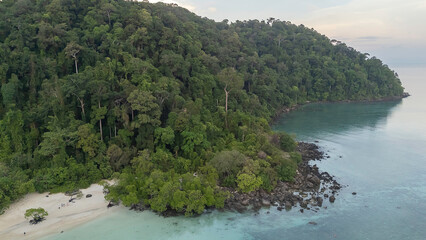 Beautiful beach, palm trees white sand sunny blue sky. Best summer vacation travel landscape. Maldives paradise beach. Luxury holiday background. Bright relax sea water, exotic resort paradise island