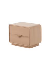 Modern wooden nightstand with two drawers on transparent background