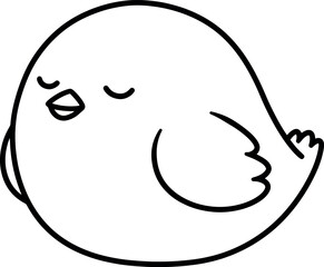 Cute Cartoon Baby Chick Illustration in Black and White Minimalist Style