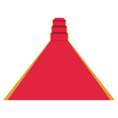 Flat red carpet with simple shapes leading to a small stairway, great for presentation and illustration