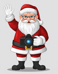 Title: Santa Claus Waving with Camera