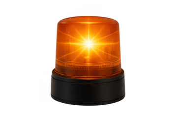 Flashing amber emergency warning light beacon