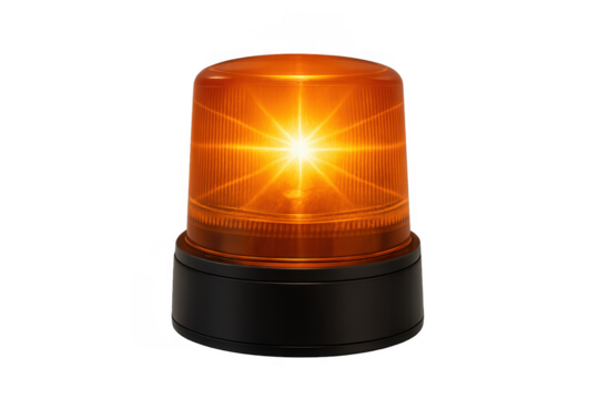 Flashing amber emergency warning light beacon