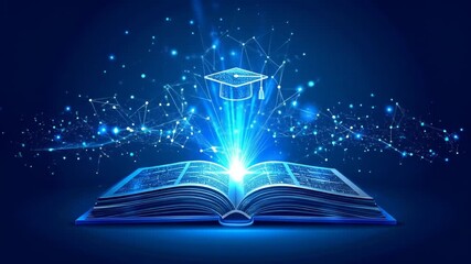 Educational Illustration of Digital Learning and Knowledge, Represented by Books and Technology