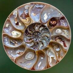 Cross-section of a Nautilus Shell - A Glimpse into Marine Geometry.
