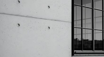 Modern Architectural Simplicity: A minimalist facade of concrete and glass, a testament to contemporary design and urban development, reflecting an architectural aesthetic.