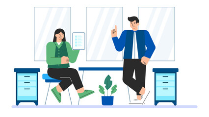 Flat Design Employee Performance Evaluation Flat Vector Illustration