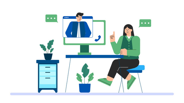 Remote hiring process illustration Flat Vector Illustration