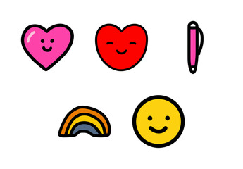 cute Hearts & Smiley Positive Vibes Pack