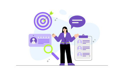 Flat vector of HR recruitment strategy planning Flat Vector Illustration