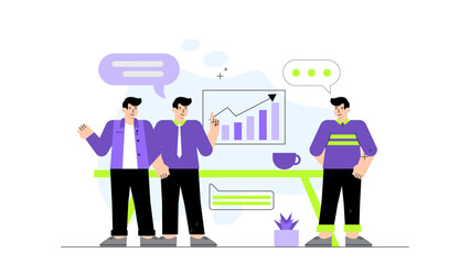 Business team having conflict resolution meeting Flat Vector Illustration