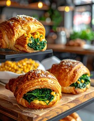 Delicious Croissant Sandwiches with Fresh Greens and Savory Filling.
