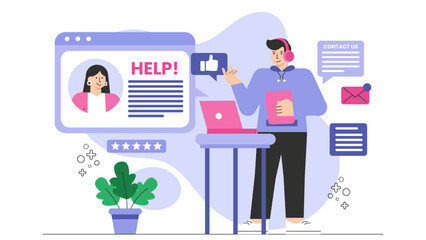 Employee assistance program support illustration Flat Vector Illustration