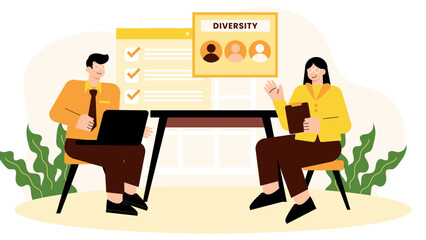 Flat illustration of HR diversity training Flat Vector Illustration