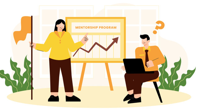 Flat design of professional mentorship program Flat Vector Illustration