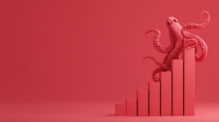 Tentacles Lifting Bar Graph Represent Business Growth and Success in a Vibrant Corporate Setting