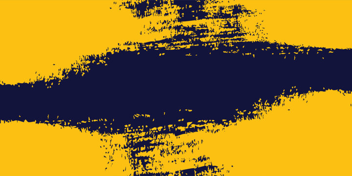 Abstract yellow-blue frame on a dark background. Sporty design in grunge style. Illustration for sports, athletics.