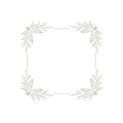 Elegant floral frame design with delicate leaves and square shape.