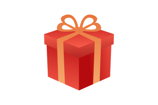 A bright red 3D gift box with golden ribbon and a decorative bow on top. Clean, modern, and isolated vector design suitable for Christmas, New Year, birthday celebrations, greeting cards, festive bann