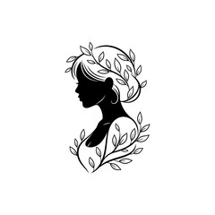 Elegant Silhouette of a Woman Adorned with Leaves, Symbolizing Nature and Beauty.