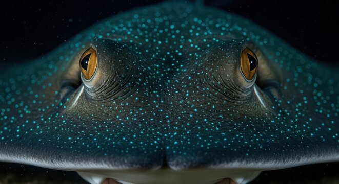 Mesmerizing portrait of a blue spotted stingray showing its unique features and texture - Powered by Adobe