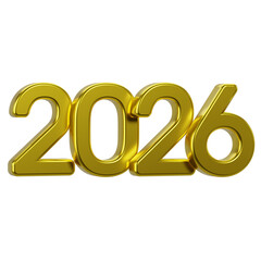 Realistic 3D Golden 2026 New Year Number