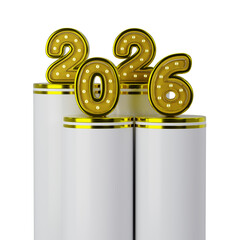 3D Golden Neon Lamp 2026 New Year Numbers on Podium