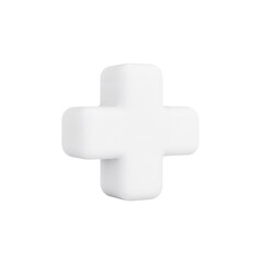 Obraz premium Minimalist portrayal of a white plus sign against a stark black background rendering simplicity