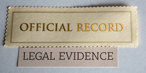 A Close-Up Image of an Official Record and Legal Evidence Document on a Light Background