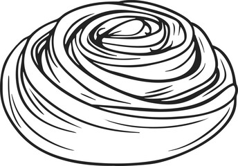 Cinnamon roll sketch hand drawn style with swirling pastry lines. Vector illustration