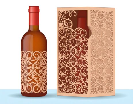 Elegant Wine Bottle and Decorative Box Mockup Design.