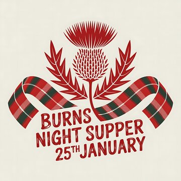 Scottish thistle and tartan ribbon for burns night celebration