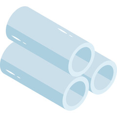 Three Light Blue Cylinders Stacked Together Against a Transparent Background Simple Geometric Shapes Vector Illustration